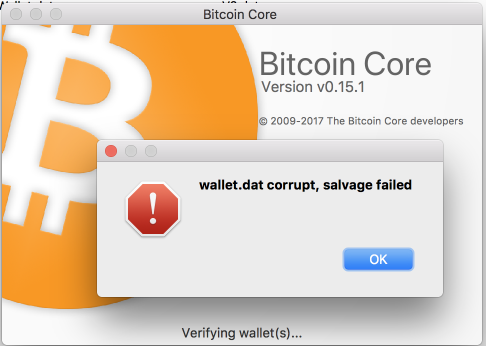 Corrupt Bitcoin Core wallet.dat file illustration