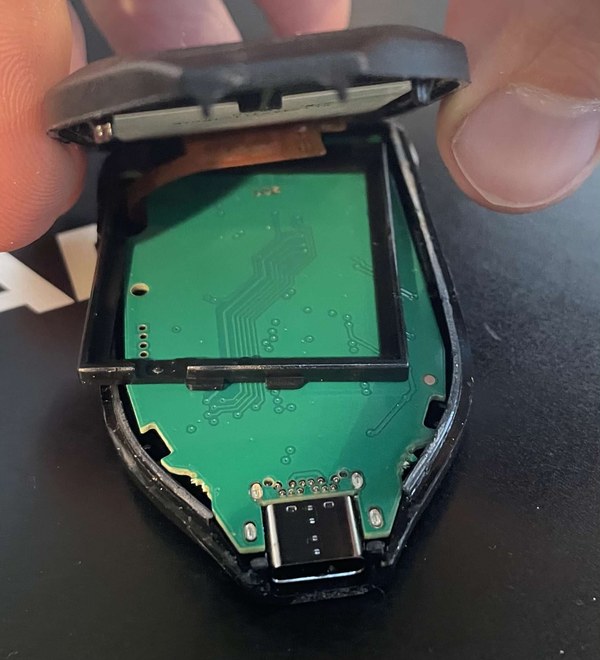 Opened Trezor Model T from the documented screen repair
